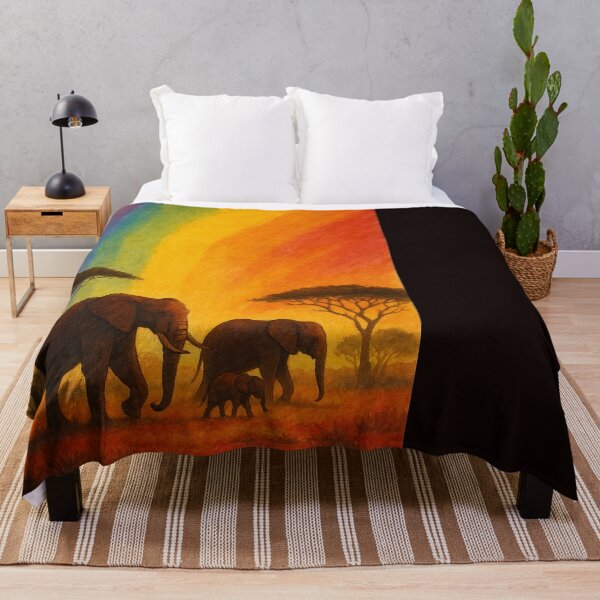 Item preview, Gonarezhou Elephant Herd Rainbow Sunset Scene designed and sold by Places On Earth.