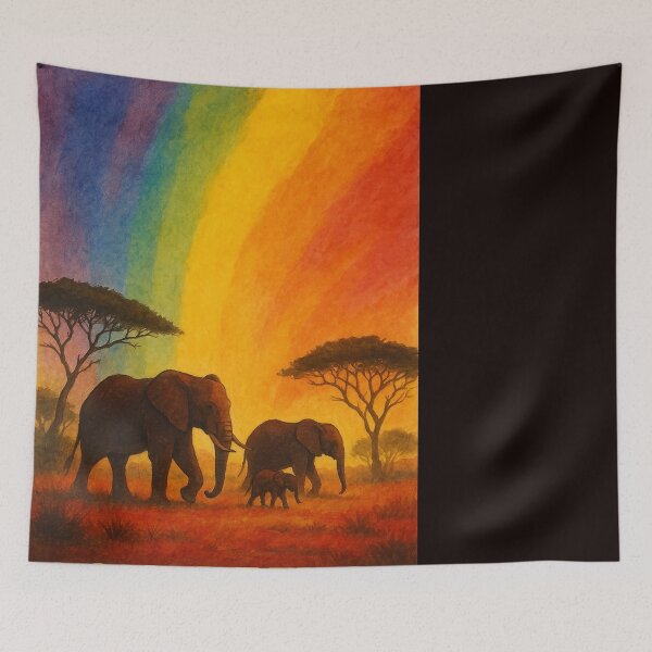 Item preview, Gonarezhou Elephant Herd Rainbow Sunset Scene designed and sold by Places On Earth.