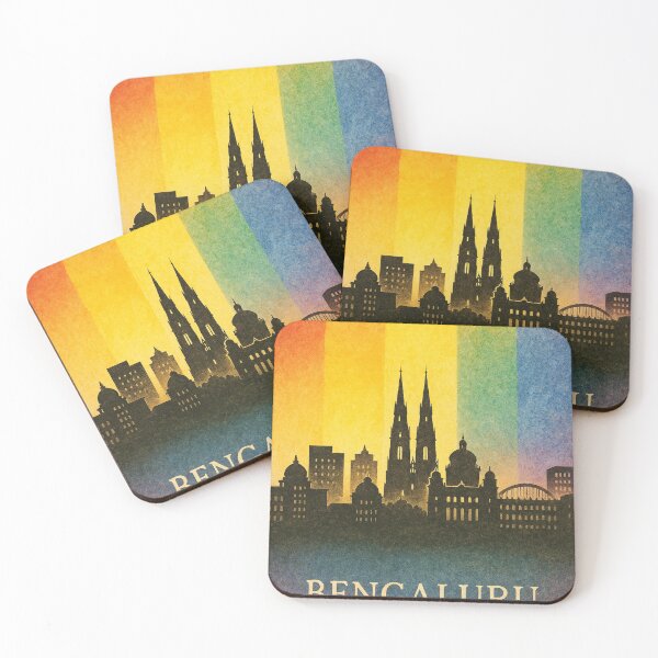 Item preview, Bengaluru Rainbow Skyline Gothic Cathedral Silhouette designed and sold by Places On Earth.