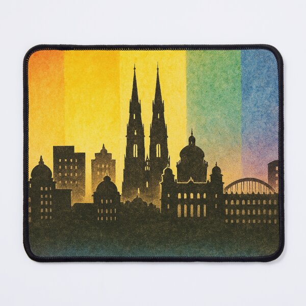 Item preview, Bengaluru Rainbow Skyline Gothic Cathedral Silhouette designed and sold by Places On Earth.