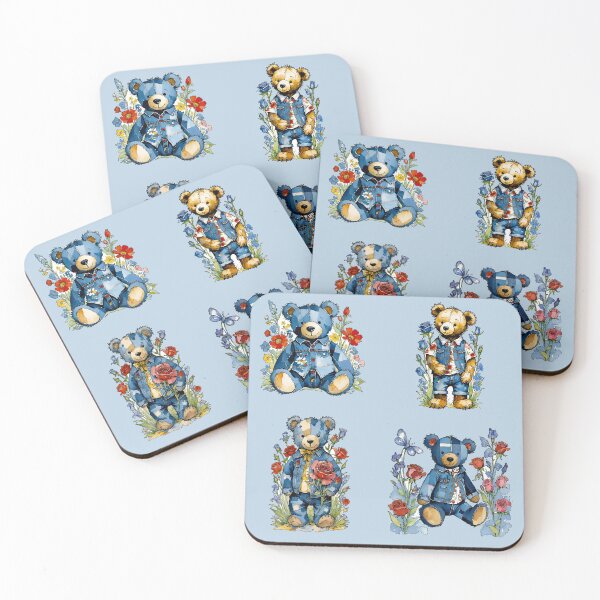 Item preview, Denim Patchwork And Roses Teddy Bears Floral designed and sold by CarrollGene.
