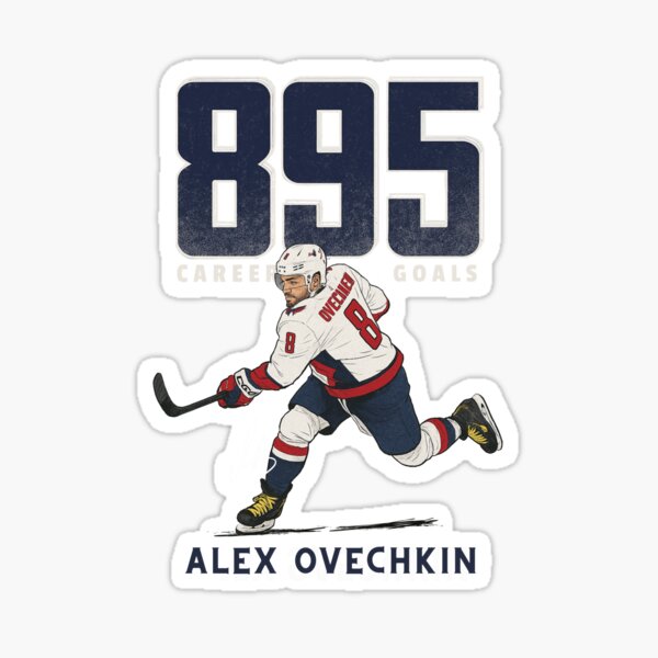 Vista previa del artículo con la obra «Alex Ovechkin #8: Historial de 895 goles en una caricatura de hockey - KHAO802», diseñado y vendido por PTCartoonArt.
