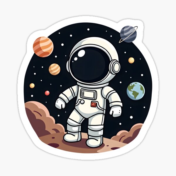 Cute Astronaut in Space Sticker Sticker