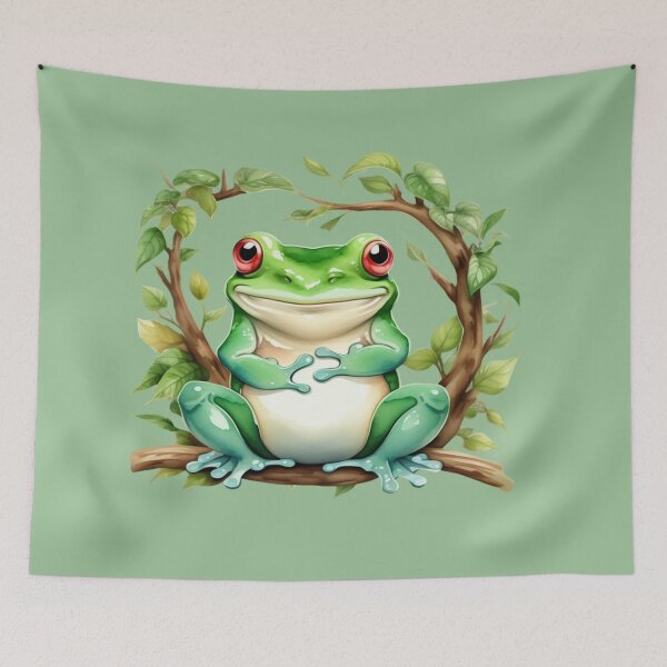 Item preview, Cheerful Tree Frog – Cute Watercolor Jungle Friend designed and sold by CharmingGarden.