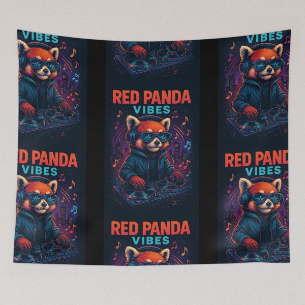Item preview, DJ Red Panda Vibes Headphones Neon T-Shirt Design designed and sold by TshirtTown77.
