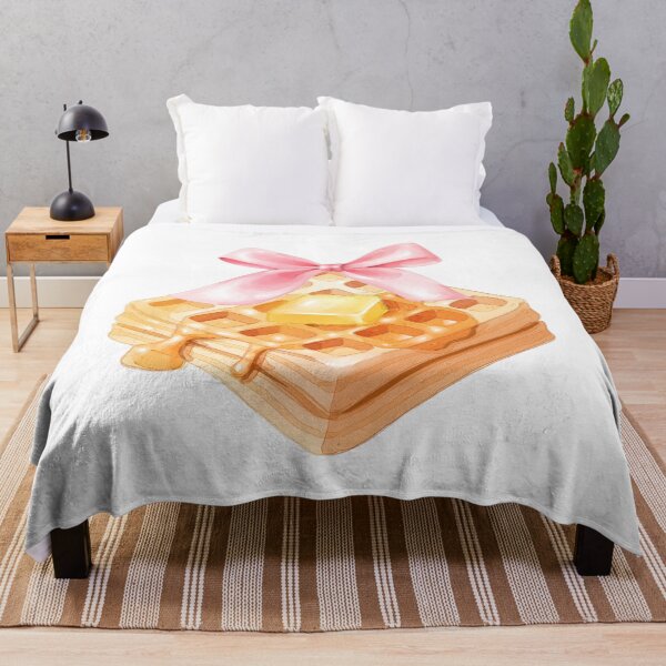 Item preview, Butter & Syrup Waffle with Pink Bow – Coquette Breakfast Watercolor Aesthetic designed and sold by DivinePassion.