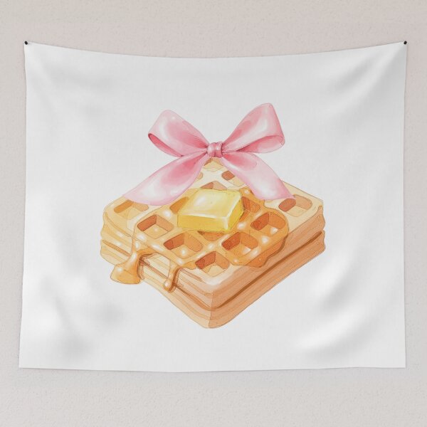 Item preview, Butter & Syrup Waffle with Pink Bow – Coquette Breakfast Watercolor Aesthetic designed and sold by DivinePassion.