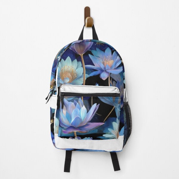 Item preview, Blue Lotus Seamless Pattern with Bees – Elegant Watercolor Botanical Design for Yoga & Nature Lovers designed and sold by ThaiArtShop.