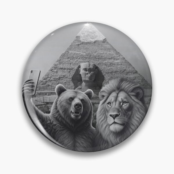 Item preview, Creative Funny Lion and Bear Selfie at the Egyptian Pyramid designed and sold by MasCorner.