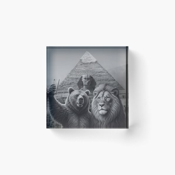 Item preview, Creative Funny Lion and Bear Selfie at the Egyptian Pyramid designed and sold by MasCorner.