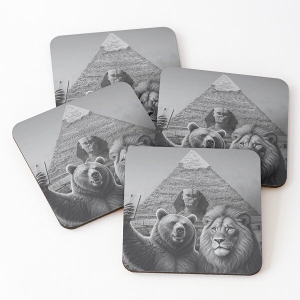 Item preview, Creative Funny Lion and Bear Selfie at the Egyptian Pyramid designed and sold by MasCorner.