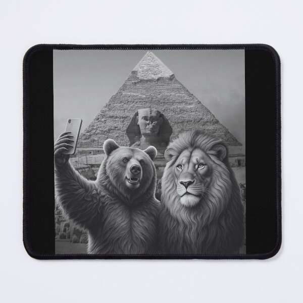 Item preview, Creative Funny Lion and Bear Selfie at the Egyptian Pyramid designed and sold by MasCorner.