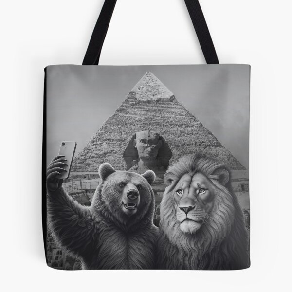 Item preview, Creative Funny Lion and Bear Selfie at the Egyptian Pyramid designed and sold by MasCorner.