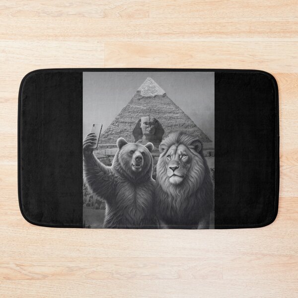 Item preview, Creative Funny Lion and Bear Selfie at the Egyptian Pyramid designed and sold by MasCorner.