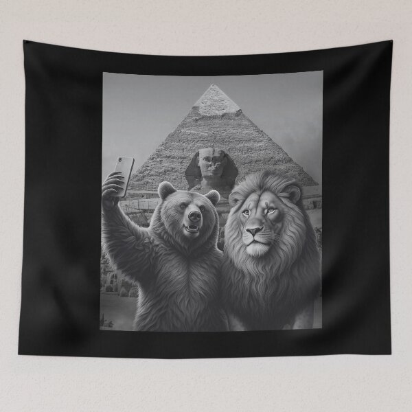 Item preview, Creative Funny Lion and Bear Selfie at the Egyptian Pyramid designed and sold by MasCorner.
