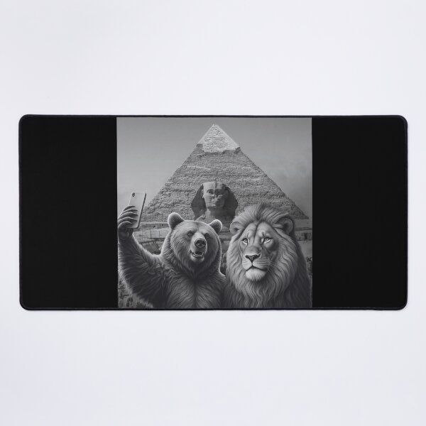 Item preview, Creative Funny Lion and Bear Selfie at the Egyptian Pyramid designed and sold by MasCorner.