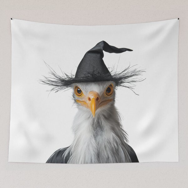 Item preview, Secretarybird Wearing Halloween Witch Hat designed and sold by LazyOwlStore.