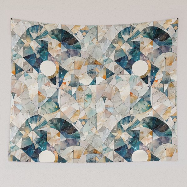 Item preview, Abstract Marbled Stained-Glass Style Artwork in Earthy and Cool Tones designed and sold by CoolPixels.