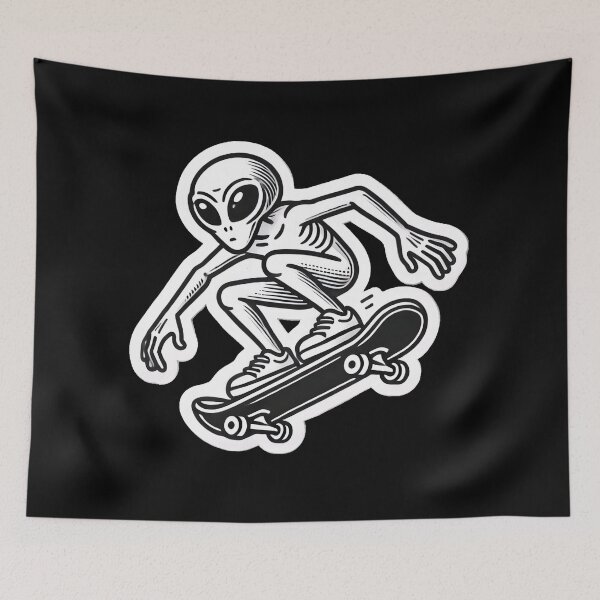 Item preview, Skateboarding Alien designed and sold by PinUpPizzazz.