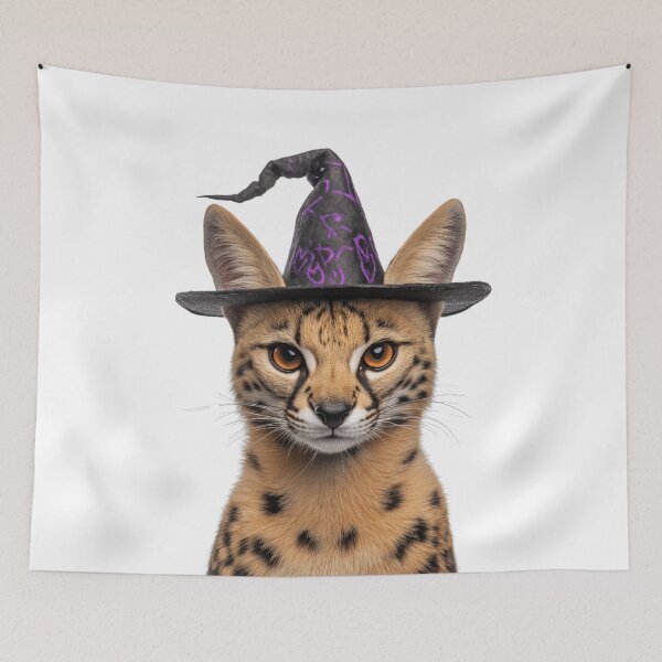 Item preview, Serval Wearing Halloween Witch Hat designed and sold by LazyOwlStore.