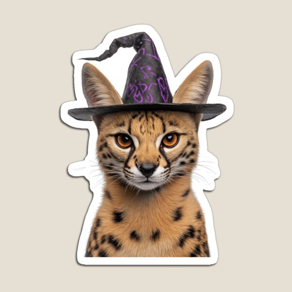 Item preview, Serval Wearing Halloween Witch Hat designed and sold by LazyOwlStore.