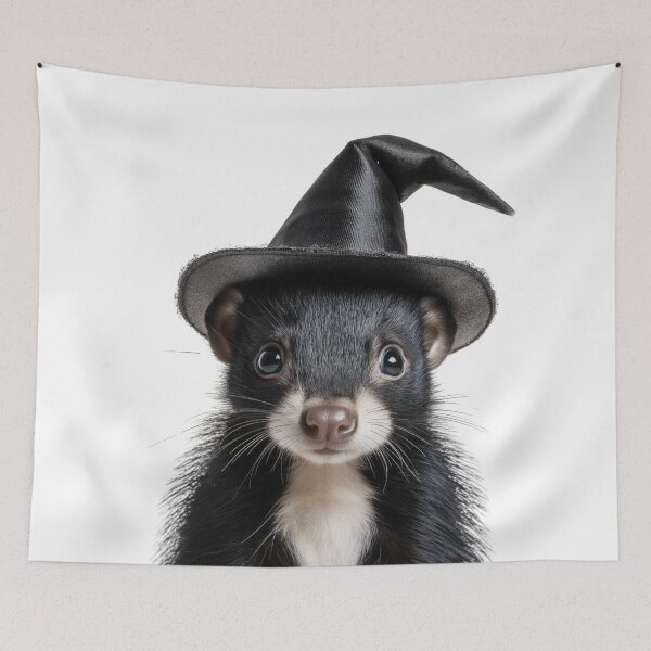 Item preview, Skunk Wearing Halloween Witch Hat designed and sold by LazyOwlStore.