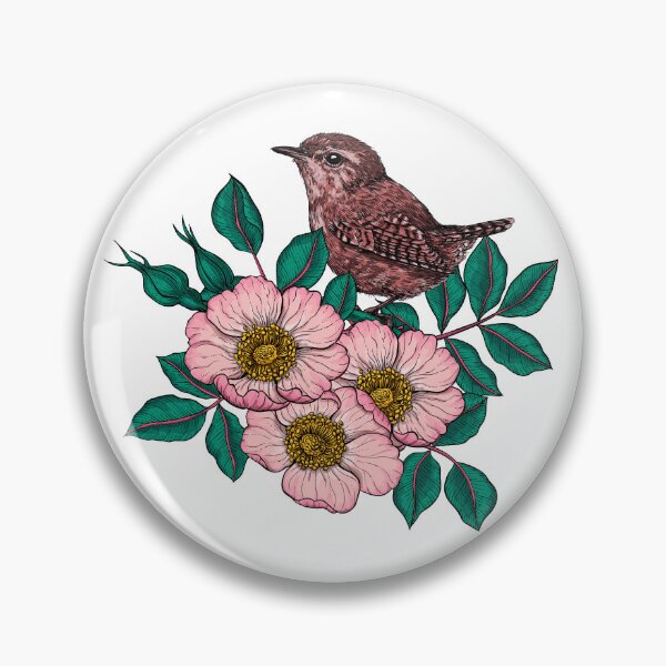 Item preview, Wren and dog rose bouquet designed and sold by Katerina Mitkova Kirilova.