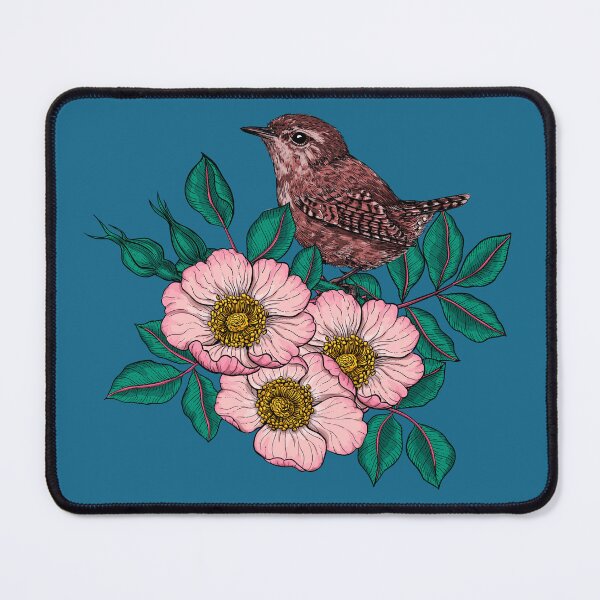 Item preview, Wren and dog rose bouquet designed and sold by Katerina Mitkova Kirilova.