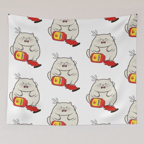 Item preview, Funny Fat cat Spilled hot sauce designed and sold by Pet Station.