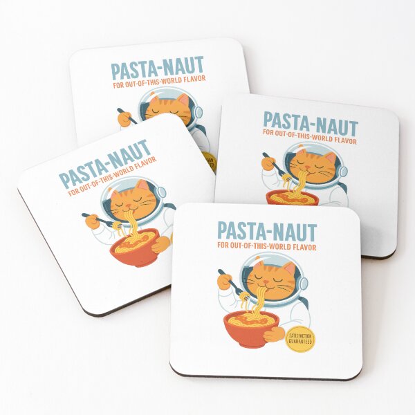 Item preview, Pasta-Naut – Astronaut cat eating spaghetti, retro design with saying designed and sold by GabbyKI261.