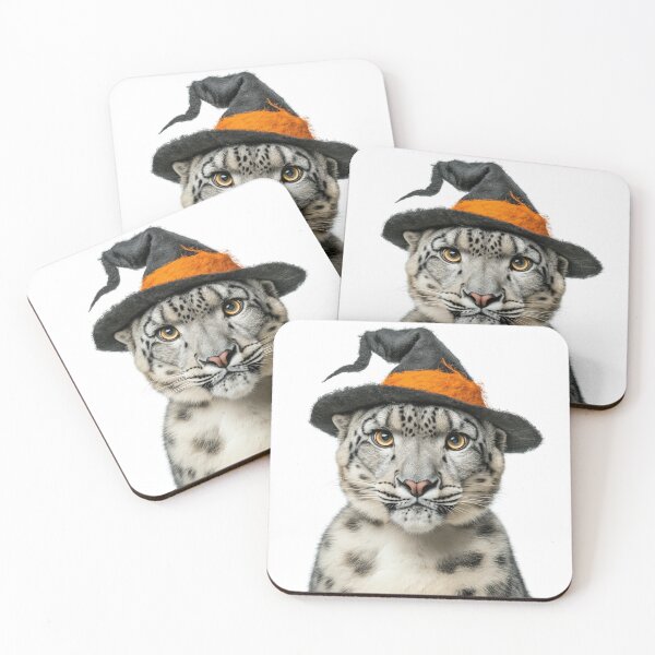 Item preview, Snow Leopard Wearing Halloween Witch Hat designed and sold by LazyOwlStore.