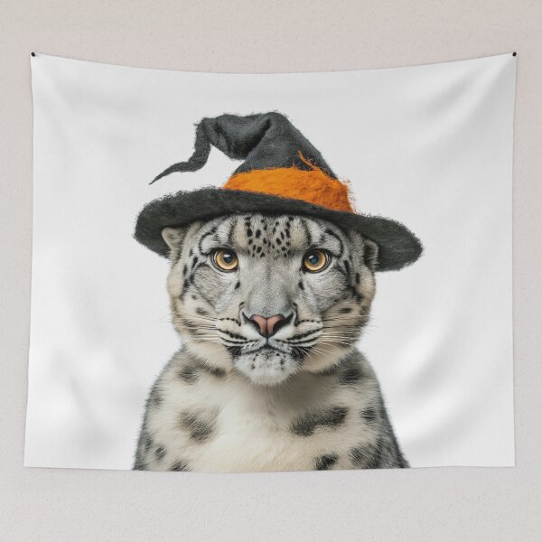 Item preview, Snow Leopard Wearing Halloween Witch Hat designed and sold by LazyOwlStore.