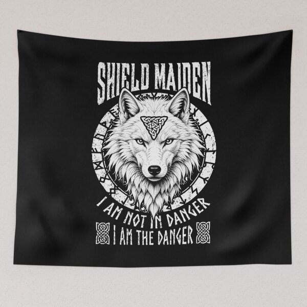 Item preview, Shield Maiden I Am The Danger White Wolf Viking Women Norse designed and sold by GrandeDuc.