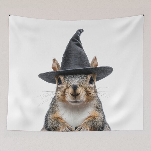 Item preview, Squirrel Wearing Halloween Witch Hat designed and sold by LazyOwlStore.
