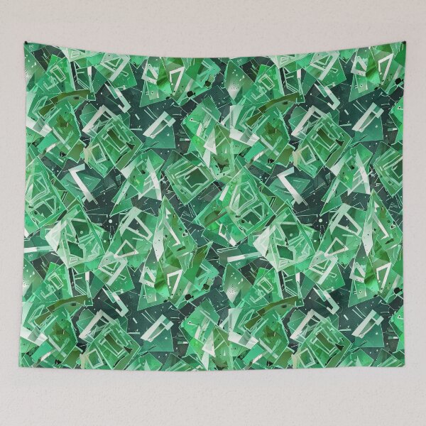 Item preview, Abstract Composition of Green Crystal Geometric Shapes designed and sold by CoolPixels.