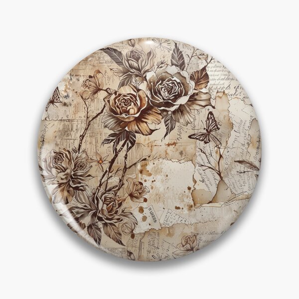 Item preview, Vintage Floral and Butterfly Pattern on Antique Manuscript Background designed and sold by CoolPixels.