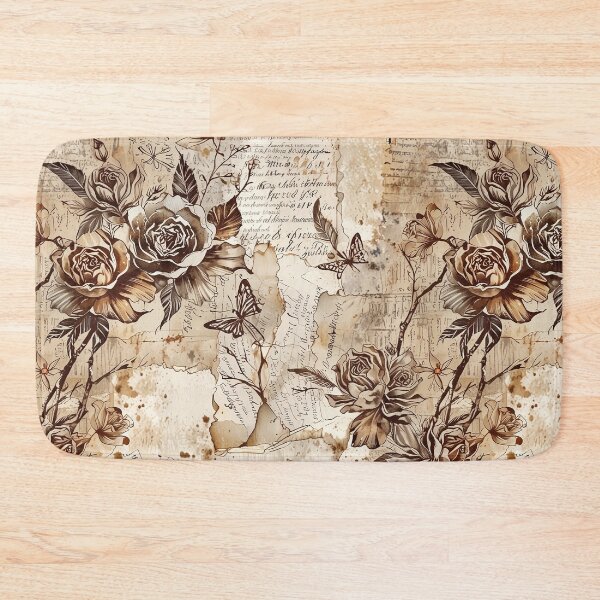 Item preview, Vintage Floral and Butterfly Pattern on Antique Manuscript Background designed and sold by CoolPixels.