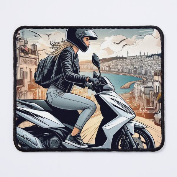 Item preview, Female Motorcyclist Taking a Break in Algiers, Algeria – Perfect Design for Touring, City Vibes, and Travel Enthusiasts designed and sold by knalpot-design.