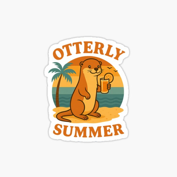 Artikel-Vorschau von Otterly Summer – Lustiges Sommerdesign mit Otter & Sonnenuntergang, designt und verkauft von Print-Zoo.