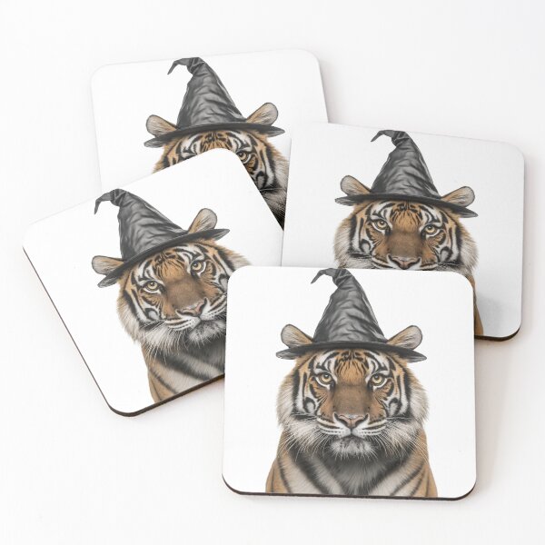 Item preview, Tiger Wearing Halloween Witch Hat designed and sold by LazyOwlStore.