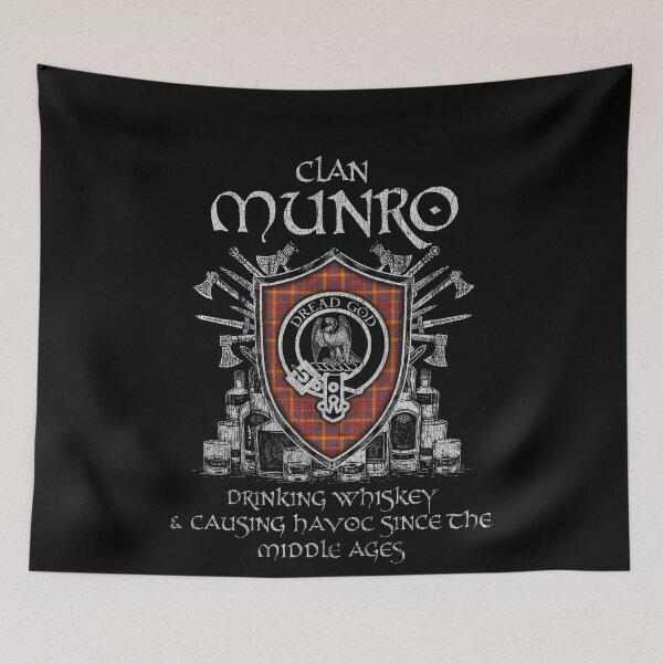 Item preview, Clan Munro Culloden drinking whiskey and causing havoc heritage crest tartan plaid designed and sold by Clan1093.