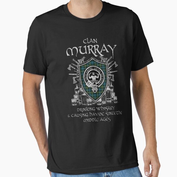 Vista previa del artículo con la obra «Clan Murray bebiendo whisky y causando estragos con el escudo histórico de tartán a cuadros», diseñado y vendido por Clan1093.