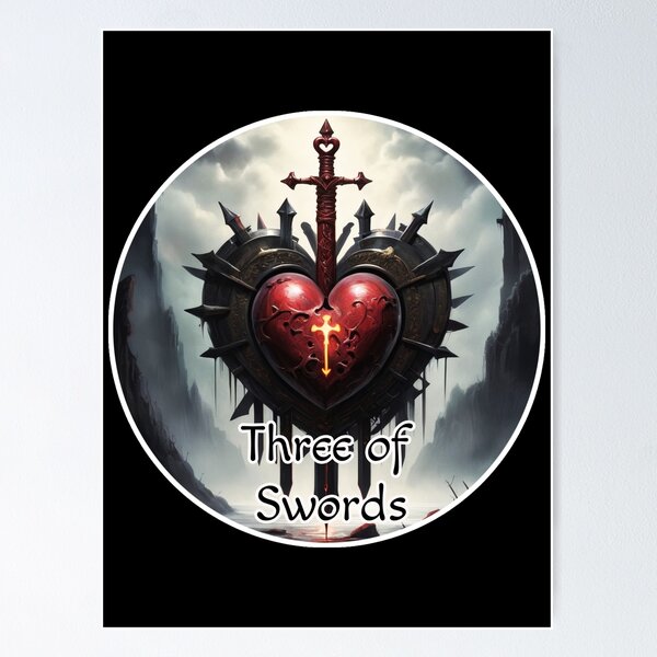 Item preview, Minor Arcana Tarot Cards Swords Suite - Gothic Three of Swords designed and sold by Pixel Waite.