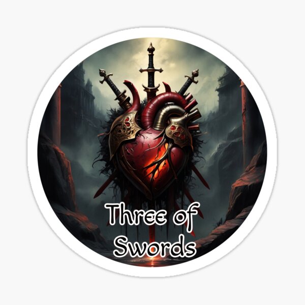 Vista previa del artículo con la obra «Cartas del Tarot de los Arcanos Menores Suite de Espadas - Corazón apuñalado por espadas», diseñado y vendido por Pixel Waite.