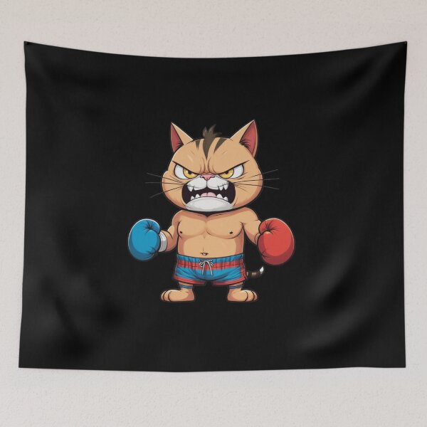 Item preview, Angry Muay Thai Cat – Fierce Fighter Sticker designed and sold by Babayaa.
