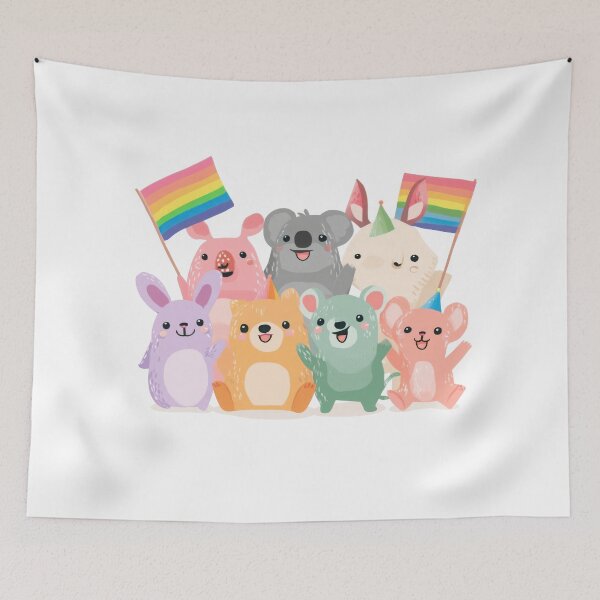 Item preview, Kawaii Pride Animal Group – LGBTQ+ Rainbow Support Creatures designed and sold by ThaiArtShop.