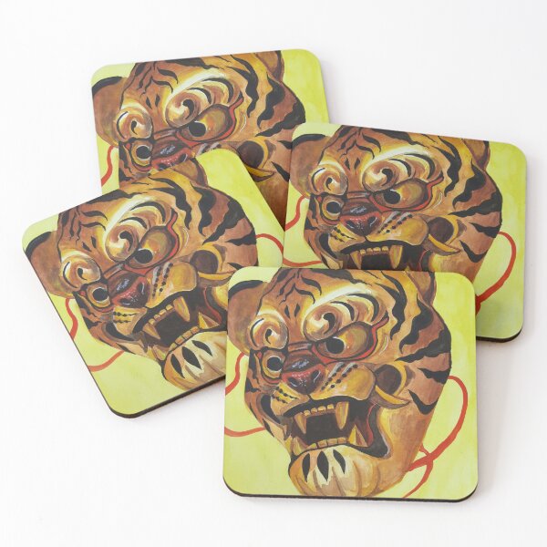 Item preview, Japanese tiger mask aquarelle painting  designed and sold by Indytheartchamp.