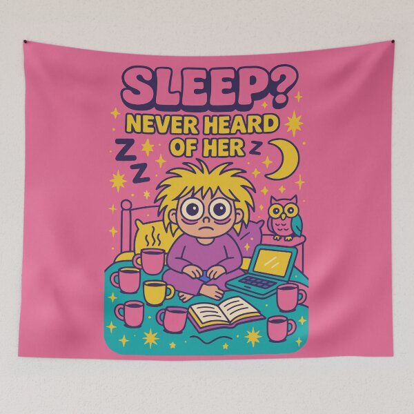 Item preview, Sleep? Never Heard of Her Funny Night Owl Shirt designed and sold by Cheeky Companions.