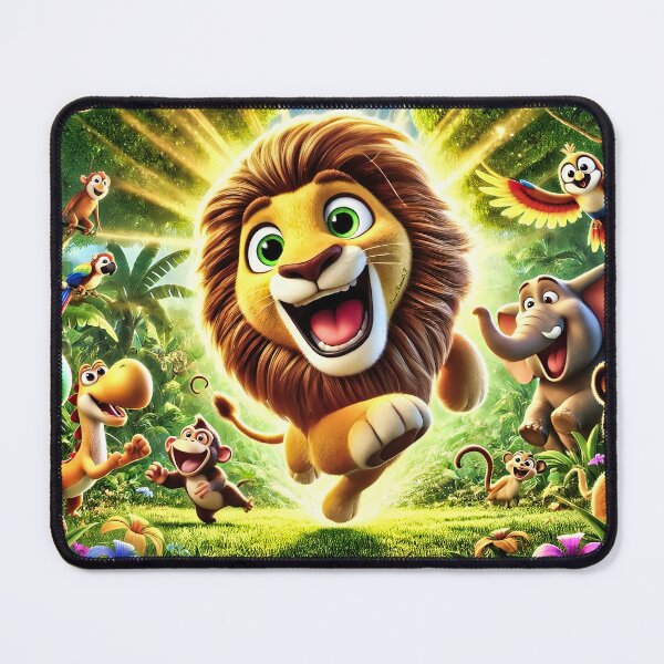 Item preview, Brave Jungle Lion Leads the Adventure – Colorful 3D Cartoon Animal Friends designed and sold by Fresh-Threads-X.