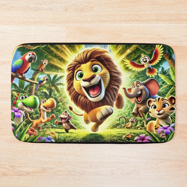 Item preview, Brave Jungle Lion Leads the Adventure – Colorful 3D Cartoon Animal Friends designed and sold by Fresh-Threads-X.